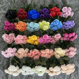 7 Heads Rose Silk Artificial Flower Bunch Wedding Bridal Bouquet Home Living Room Vase Floral Arrangement Decor Table Ornaments
