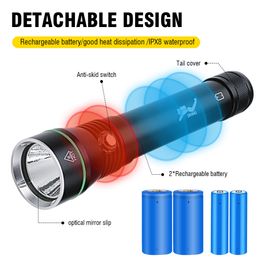 BORUiT Super Bright 2000LM LED Scuba Diving Flashlight P50 Underwater 100M IPX8 Waterproof Torch Spearfishing Lantern