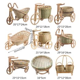 Mini Tricycle Wicker Basket Hampers Handmade Woven Kitchen Food Storage Basket G5AB