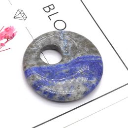 Fine Natural Stone Big Hole Pendants Slice Lapis lazuli Tiger Eye Crystal for Jewellery Making Diy Women Necklace Earrings Gifts