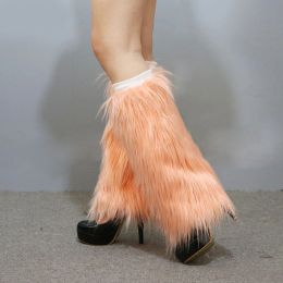 Furry Leg Warmers Goth White Faux Fur Leg Warmers Boot Covers Fluffies Warming Lady Cute Jk Knee-length Hipster Warm Sock Socks