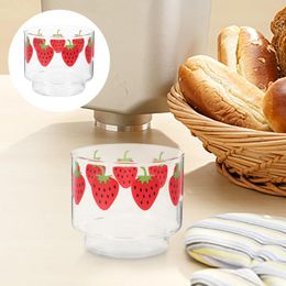 Dinnerware Sets Glass Clear Mugs Coffee Cup Aunglasses Latte Strawberry Pattern Drinking Water Juice Milk