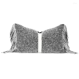 Pillow Solid Grey Waist Decorative Cover For Living Room Sofa Throw Case With Tassel Home Decor 30x50cm