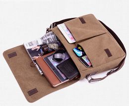 Unisex Messenger Bag Casual Canvas Bag Shoulder Sling Bag Satchel Messenger Bag for Men Work Office 13 inch Laptop Bag