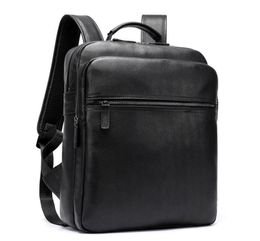 Luuafn Classic Design Black Laptop Business Backpack Of Men Genuine Leather Computer Bag With USB Cable Connector Men Daypack3025244