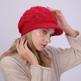 Ball Caps Knitted Beret Hat For Women Anti-Freezing Warm Casual Hats Winter Autumn