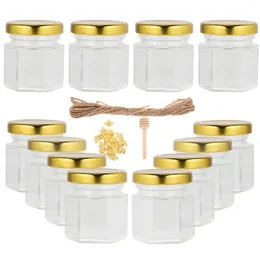 Storage Bottles 20 Pcs Glass Jar Jars Airtight Lid Bottle Gold Small Mini Honey Canning Pot Lids Cover