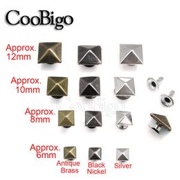 Pyramid Cap Rivets Stud Square Rivet Base Spikes Punk Garment Clothes Hat Shoes Leather Cap Bag DIY Craft Accessories 100pcs