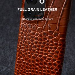 Premium Genuine Leather Phone Case for OPPO RENO 9 Pro Reno8 Find X6 Pro X5 X3Pro Crocodile Pattern Back Cover Shell Coque Hood