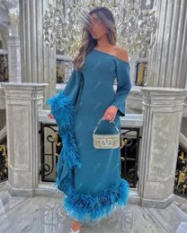 Party Dresses LIYYLHQ Middle East Long Sleeves Prom With Feather Evening Formal Occasion Gown Dress For Women Wedding Gowns 2024