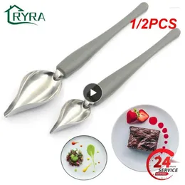 Spoons 1/2PCS Functional Stainless Steel Spoon Portable Durable Dessert Decorating Display Drawing Design