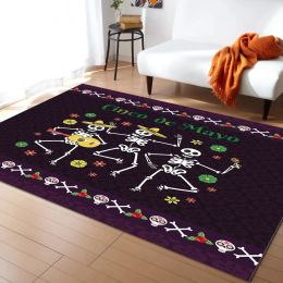 Mexican Day of The Dead Skull Flower Guitar Carpets for Living Room Decor Sofa Table Large Area Rugs Kids Room Play Floor Mat