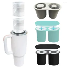 Baking Moulds Tumbler-compatible Ice Mould Flexible Cube Tray Silicone With Lid For Tumbler Bpa Free 2 Cavities Summer