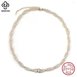 Chains Rinntin Elegant Pearl Choker Necklace 925 Sterling Silver Handmade Freashwater Baroque Chain For Women Jewelry GPN60