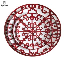 Ceramic Plate HandPainted Red Art Creative Round Ins Style Tableware H Dinner Plates Set Charger Plates for Wedding Pasta6235140