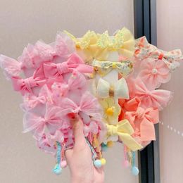 Hair Accessories Lovely Girl Side Clip Flower Pearl Princess Korean Style Barrette Bowknot Hairpin Set Children