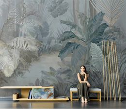 custom American plant garden 3d wallpaper Vintage TV background papel de parede European mural art wall paper banana tree hotel