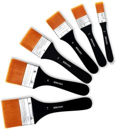 Memory 6 Pcs Flat Paint Brushes Drawing Set for Acrylic Watercolor Gouache Painting Craft Art Supplies Tools for Adult Artists