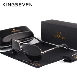 KINGSEVEN Men Vintage Aluminium Polarised Sunglasses Classic Brand Sun glasses Coating Lens Driving Eyewear For MenWomen 240410
