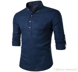 Solid Casual Linen Men Shirts Mens Long Sleeve Dress Shirts Cotton Shirt Men Shirt Plus Size Slim Fit Homme4423604