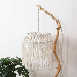 Tapestries Hand-Woven Lampshade Living Room Ceiling Lamp Shade Bohemian Tassel Bedroom Pendant Light Cover Decor Wall Tapestry Lantern