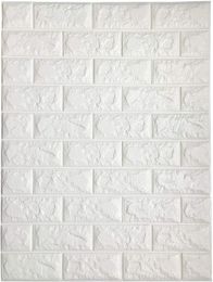 3D Brick Wall Sticker Self Adhesive Wall Tiles Peel to Stick Wall Decorative Panels for Living Room Bedroom White Color 3D Wallpap3523434