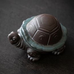 Ceramic Purple Clay Turtle Tea Drain Household Philtre AllPorcelain Pet Ornaments Set Accessories 240411