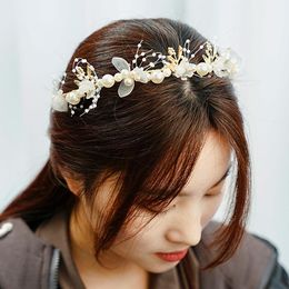 Wreath Bride Wedding Hair Accessories Gorgeous Flower Headbands Braided Hair Vine Pearl Headpiece Hair Ornament For Women Q1Q5