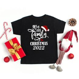 We Are Family Print Christmas 2022 T Shirt Family Matching Outfits Mom Dad Kids T-shirt and Baby Bodysuit Xmas Party Clothes Set