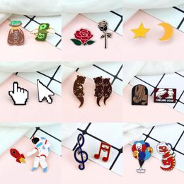 Brooches 2pcs Creative Brooch Sets Cartoon Money Sexy Game Star Moon Enamel Pin Music Rose Astronaut Animal Badge Bag Lapel Jewelry Gifts