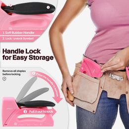 SHALL Light Duty Staple Gun for Wood Pink Upholstery Staple Gun with 1600pcs Staples for Crafts Fabric DIY Decoration