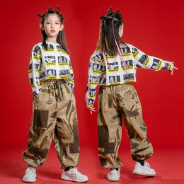 1167 Stage Outfit Hip Hop Clothes Kids Girls Boys Jazz Street Dance Costume Black White Sweatshirt Pink Pants Hiphop Clothing