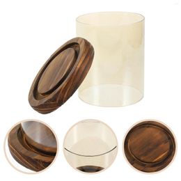 Candle Holders Wooden Base Glass Shades Windproof Holder Transparent Covers Clear Tube Room