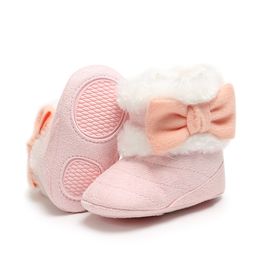 Newborn Baby Boys Girls Plush Snow Boots Keep Warm Shoes Non-Slip Sneaker Walking Soft-Sole Breathable Heart Wings First Walkers