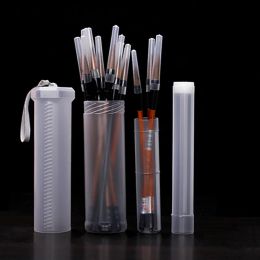 Extendable Plastic Clear Paint Brush Holder Case, Long Brushes Tube Storage, Watercolor Pen Container, Drawing Calligraphy Tools