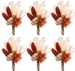 Wedding Groomsmen Buttonholes Pampas Grass Bridesmaid Flower Birthday Cake Table Decor Mini Dried Flower Bouquet Boutonnieres