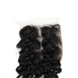 Bliss Hair Brazilian Remy Mongolian Curly Human Hair Bundles with Closure Transparent 4x4 Lace Closure Deep Water Wave 3 Bundles