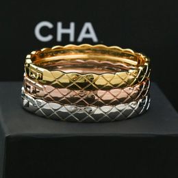 Classical Crush Bangle Yellow Gold Wide Narrow Design Diamond Cuff Bracelet Rhombus Designers Bracelets For Women Jewellery