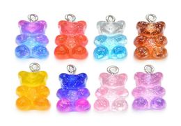 100pcs Cute Gummy Bear Charms Flat Back Resin Necklace Pendant Earring Charms For DIY Decoration 1123mm9385174