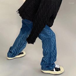 Men's Jeans SYUHGFA Koran Style Vintage Thickening High Street Zipper Niche Design Trend Male Wide Leg Denim Pants Streetwear