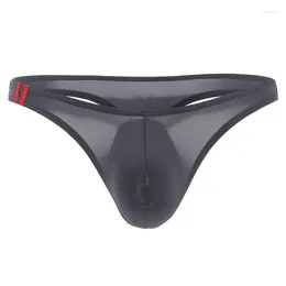 Underpants Sexy Men Thong Briefs Underwear Ice Silk Thin Panties Pouch Bikini Beach Bodysuit Lingerie Male
