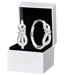 925 Sterling Silver Infinity Knot Hoop Earrings Original box for Women Girls Earring7833640