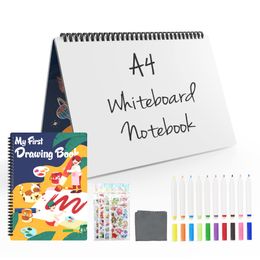 Whiteboard Notebook Leather Memo Free Whiteboard Pen Erasing Cloth Reusable Portable Stylish Office SketchbookToys Gift for Kids