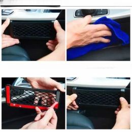 1/2Pcs Car Organiser Storage Bag Auto Paste Net Pocket Phone Holder Car Accessories Universal Elastic Mesh Bag