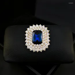 Brooches 1690 Exquisite Square Brooch Geometric Corsage Luxury Elegant Versatile Blue Pin Accessories Women's Clothes Decoration Jewellery