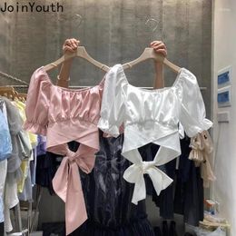Women's Blouses 2024 Blusas Mujer De Moda Sweet For Women Square Collar Puff Sleeve Tunic White Shirts Summer Temperament Crop Tops
