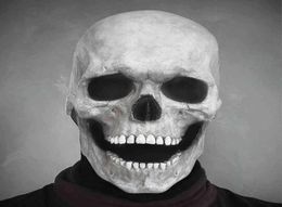 Full Head Skull Mask Helmet With Movable Jaw Masques Entire Realistic Latex Scary Skeleton Z L2205307324703