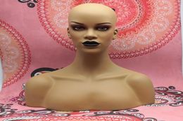 Black Lipstick Light Skin Female Fiberglass Mannequin Head Bust For Wigs Hat Jewelry Display7269328