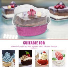 Cupcake Baking Heart Cup Cups Cake Pan Muffin Disposable Aluminum Liners Pans Ramekins Mini Tins Lids Shaped Dessert Mold