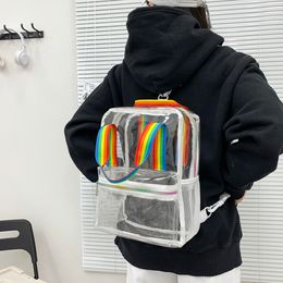 Transparent PVC School Backpack Through Stadium Approved Colour Clear Casual Book Bags Waterproof Large Capacity Portable